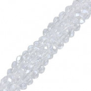 Faceted glass beads 3x2mm disc - Crystal-pearl shine coating